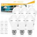 Neporal A19 Rechargeable Light Bulbs, Socket Rechageable Battery Backup for Power Outages, Emergenecy Light Bulbs for Power Failure, Hurricane, Led Bulb 60 Watt Equiv., (Daylight-6 PK) (6 Count (1200mAh), White)