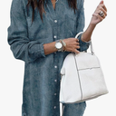 Zilcremo Women Denim Shirt Dresses Long Sleeve Distressed Jean Dress Button Down Casual Tunic Top, 2XL