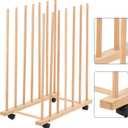 Large Art Storage Rack with Four Caster Wheels - Wooden Canvas Storage Stand Can Well Hold Up to 60" Drawing Boards, Prints, Panels, Paintings, and Artworks Display