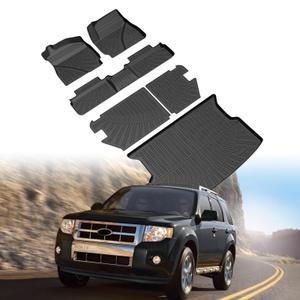 Escape Floor Mats - Car Mats for Ford Escape 2009-2012, Mazda Tribute & 2009-2011 Mercury Mariner, All Weather Floor Mats and Cargo Liner for Escape Accessories, Heavy Duty Rubber Mats