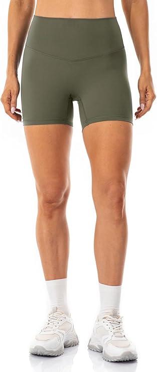 Lavento Women's All Day Soft Yoga Shorts (Olive Green, 8)