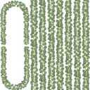 CQURE 8Pcs Eucalyptus Garland,Artificial Eucalyptus Leaves Table Greenery Garland Wreath Spring Vines for Wedding Party Table Bedroom Wall Room Decor