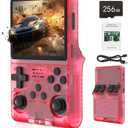 R40S PRO 30000 in 1 Handheld Game Console, 3.5 inch IPS Screen Retro Game Console, Mini Portable Pocket Arcade 3800mAh 45 simulators 256G TF Card (Red)