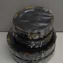 Elegant Plastic Dinner Plates, Disposable Sets - Black & Gold, Party Plates (120,Dinner) Small and Big