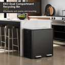 EKO EcoCasa Plus 2 x 10.6 Gal (2 x 40 L) Dual Trash Can for Kitchen, Large Stainless Steel Step-On Garbage Can, Trash and Recycle Bin Combo with Soft-Close Lids, Removable Buckets, Matte Black