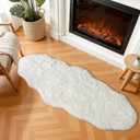 Runner Rug for Bedroom Hallways, 2x5 Fluffy Shag Throw Rug for Bedside, Soft Non-Slip Long Furry Shaggy Carpet for Living Room Home Decor, Cream White