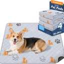 WanpeeGoo Washable Pee Pads for Dogs, 4 Pack Absorbent Reusable Training Dog Pads Pet Puppy Pads, Non-Slip Potty Pads for Whelping, Playpen, Crate, Bed, Orange, 18"x24"