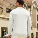 PRIVIMIX Mens Knit Striped Polo Shirts Long Sleeve Fashion Vintage Quarter Zip Pullover Casual Polo Sweater (L)