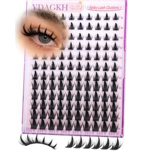 Lash Clusters Manga Spiky Eyelash Extension Mega Anime Lashes Spikes Cluster Eyelash Extensions 9-16mm Wispy Lash Extension Natural DIY Waterproof Cluster Eyelashes Fairy Individual Lashes