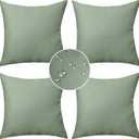 Demetex Spring Outdoor Throw Pillow Covers 18x18 Set of 4 Waterproof Square Pillow Case Decorative Throw Pillows for Patio Furniture Couch Garden, 18 x 18 Inch, Sage Green (18" x 18" (Pack of 4))