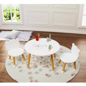 UTEX Kids Wood Table and Chair Set, Kids Play Table with 2 Chairs,3 Pieces Kids Round Table for Toddlers, Girls, Boys,White UTEX Kids Wood Table and Chair Set, Kids Play Table with 2 Chairs,3 Pieces Kids Round Table for Toddlers, Girls, Boys,White
