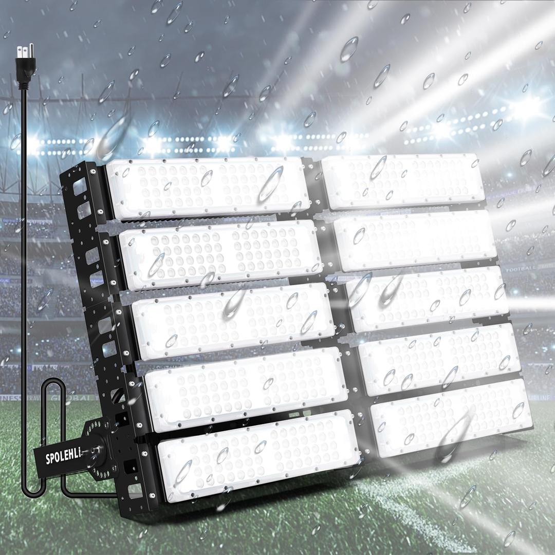LED Stadium Light  3000W Equivalent High Mast Flood Light 80,000LM, IP66 Waterproof, 50,000Hrs Lifespan, 120 Wide Beam for Tunnels/Parking Lots/Fields  Super Bright & Energy-Saving (500W, 85V-305V)
