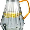 Glass Pitcher with Lid and Spout, Gray Clear Hot & Cold Water Jug with Handle and Lid for Iced Juice, Coffee, Milk, Coffee, Sun Lemonade,Water, Hot Tea (68 oz)