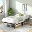 VECELO Metal Folding Bed Frame, No Tools Required, Platform Mattress Base Supports Up to 660Ibs, 14 Inches High, Heavy Duty Construction, Ideal for Small Apartments, Guest Rooms, Twin, Black