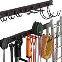 WORKPRO Garage Tool Organizer Wall Mount, Garage Organization Garden Tool Rack Holder System, 64-Inch 4 Rails with 8 Heavy Duty Adjustable Hooks for Hanging and Storage
