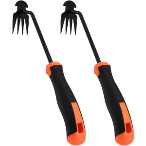Weed Puller Tool, 2024 Enhanced Weed Remover Tool, 4 Teethes Dual Purpose Manual Weeders Tool Weed Puller for Garden (Black+Orange 2pcs)