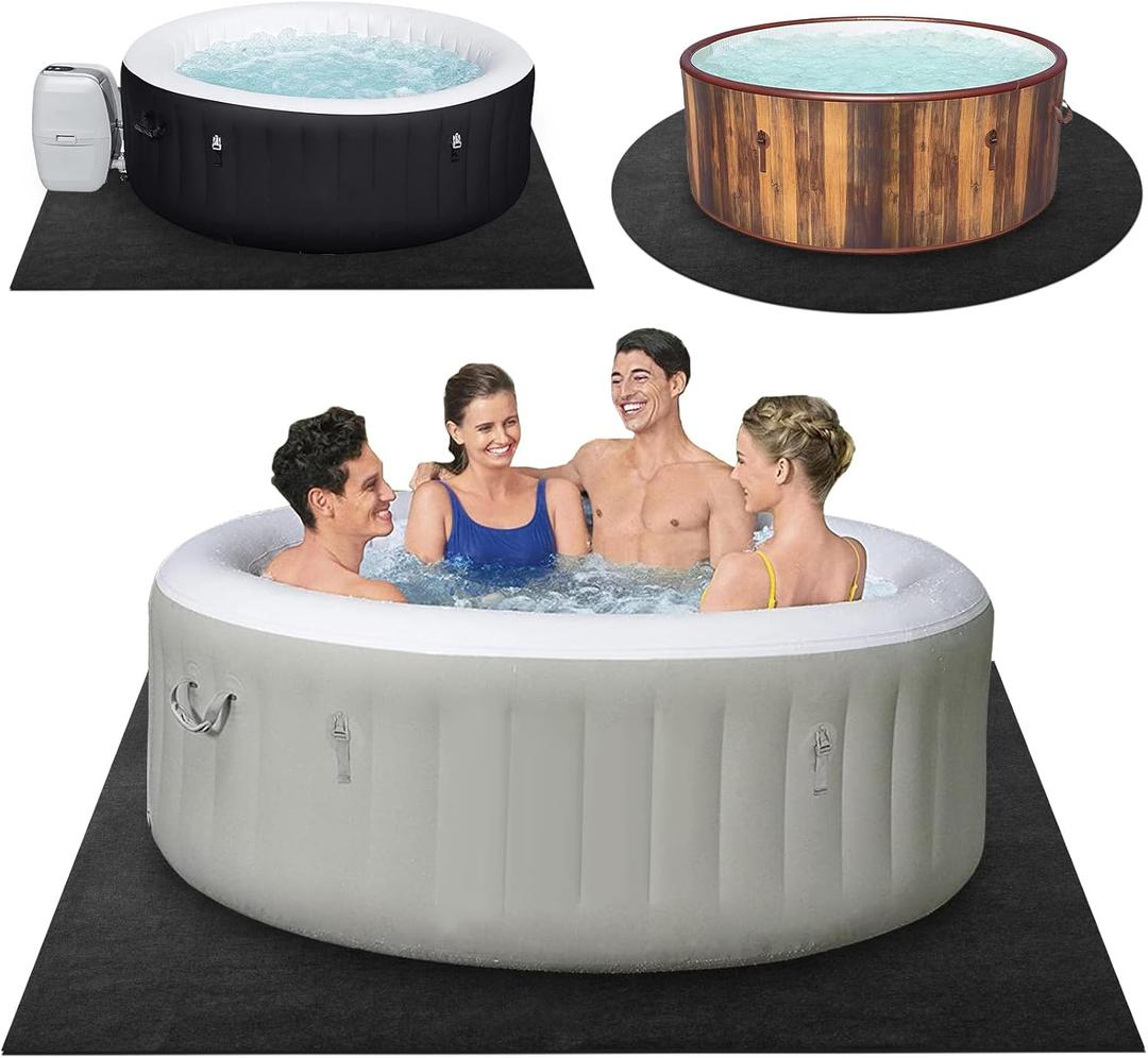 80 * 80 Inch Hot Tub Mat, Inflatable Hot Tub Pad Outdoor Indoor, Water-Absorbent Anti-Slip Portable Spa Pool Accessories for Protect The Hot Tub Pool from Wear, SPAMAT 80X80
