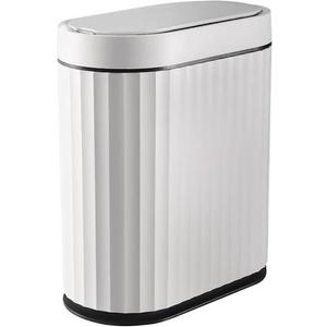 ELPHECO Bathroom Trash Can with Lid 2 Gallon Sensor Garbage Can, Automatic Trash Bin, Motion Sensor Trash Can, IPX5 Waterproof Plastic Wastebasket for Bathroom, Bedroom, Kitchen, Office, White Gold