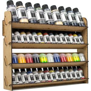 PROSCALE Universal Wall Paint Organizer for Miniatures & Modeling, Vertical Paint Shelf with Flat Shelves (No Holes) for Mixed Bottle Sizes, Compatible with Vallejo, Citadel, Army Painter, AK