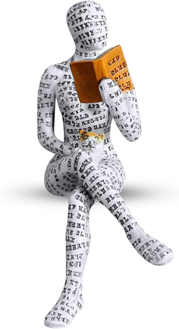 Reading Lady Statue, Lady Statue Decorative Female Figurine Thinker Statue Aesthetic Sculpture for Room, Bookshelf, Desk, Modern Abstract Decor