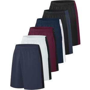 OYGSieg 6 Pack Mens Mesh Athletic Basketball Shorts Gym Shorts with Pockets, Quick Dry Workout Running Shorts Casual for Men (XX-Large, Setc)