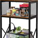 10 Gallon Fish Tank Stand, Aquarium Stand with 3-Tier Storage Shelves, Rustic Brown Metal Frame Turtle Tank,Adjustable Height Design (10 Gallon)