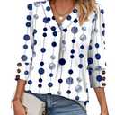 OFEEFAN Summer Tops for Women 2026 Vacation Business Casual Outfits for Women Blouses for Women Dressy Casual L, White Blue Polk