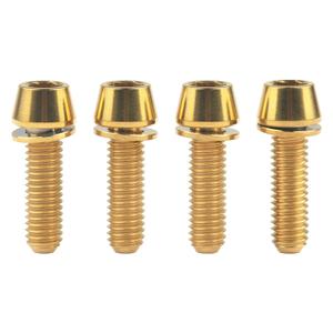 Titanium M6x16 18 20 25mm Hex Tapered Head for Bicycle Crank Brake Fixed Upgrade Screw Pack of 4 (Gold, M6x18mm)