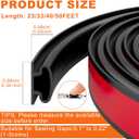 Black Rubber Weather Stripping Door Seal Strip, D Shape Door Rubber Weather Seal Strip, SelfAdhesive Weatherstripping Soundproofing Doors Sealing Strip for Windows (50 feet, Black)
