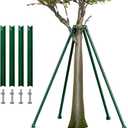 Adjustable Tree Stake Bracket, Heavy Duty 2-Piece Connectable Steel Poles (2 × 1m/3.3ft, Total 6.6ft), Easy Carry, Supports Leaning Trees in Strong Wind/Harsh Weather