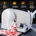 Meat Slicer, 200W Electric Food Slicer with 2 Removable 7.5" Stainless Steel Blades and Stainless Steel Tray, Child Lock Protection, Adjustable Thickness, Food Slicer Machine for Meat Cheese Bread
