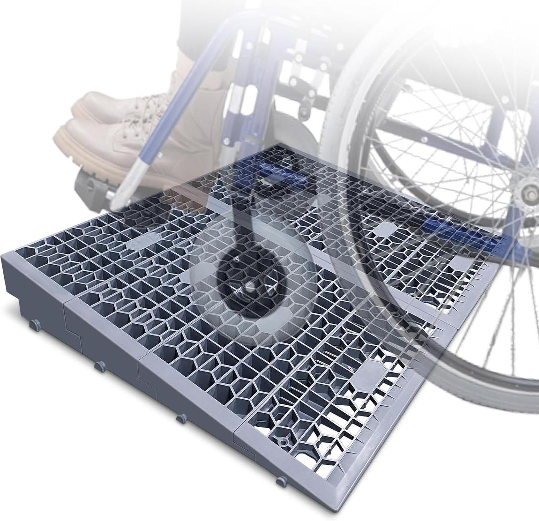 ROBLOCK 4 Inch Rise Detachable Ramps for Wheelchairs for Home Steps Entry, Portable Modular Threshold Wheelchair Ramps for Doorways, Load Capacity 3000 LBS, 2 PCS