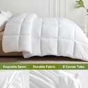 L LOVSOUL Down Alternative Oversized King Comforter, 120x98Inches, Polyester, White, All Season, Box Stitching Design, Corner Tabs