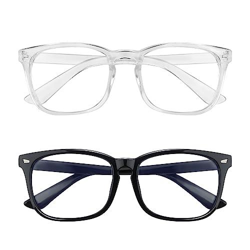 Yekepal Blue Light Blocking Glasses, 2 Pack Blue Light Glasses Men, Blue Light Glasses For Women Computer Gaming TV Phones Eyeglasses Clear Lens Bluelight Glasses Anti Eyestrain UV Glare Black+Clear One Glasses Missing