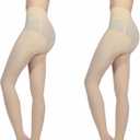 2-Pack Slightly Transparent Tights for girls & women, High Elasticity Sheen Pantyhose, For Work Dance Casual. (Gold, S)