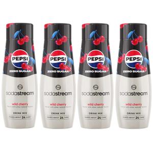 SodaStream Pepsi Wild Cherry Zero Sugar Drink Mix (440ml, Pack of 4), Best Before: 09/30/2026