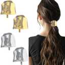 4 Pcs Ponytail Holder Hair Clips High Ponytail Buckle Hair Cuff Metal Long Hair Horsetail Hair Ties Decorative Strong Hold French Fine Hair Jaw Clips Accessories for Women(Gold, Silver) (multicolor)