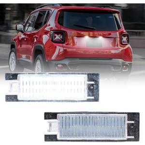 nsautolighting LED License Plate Light Assemblies for 2015 2016 2017 2018 2019 2020 2021 Jee'p Renegade Rear Tag License Number Plate Lamp OEM Error Free Number Plate Lamps 6000K Xenon White