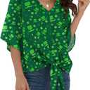 VIISHOW Womens Tie Front Chiffon Blouses V Neck Batwing Short Sleeve Summer Tops Shirts Medium