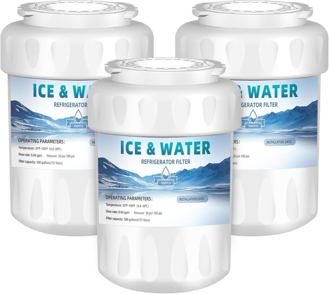 Replacement For MWF GE Smart-Water Filter MWFP, Compatible With GE MWF Water Filter, HDX FMG-1, Mwf, Mwfp3pk, MWFA, MFW, GWF, GEMWF, 46-9991, 3-Pack QWFIZ