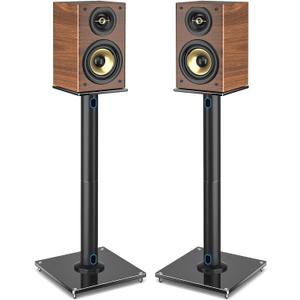 Rfiver Upgraded 45 Swivel Speaker Stands Pair for Surround Sound, Heavy Duty 28 Inch Bookshelf Speaker Stand Each Holds 22lbs Large Speaker, Floor Speaker Stand Built-in Cable Management, 1 Pair (Black)