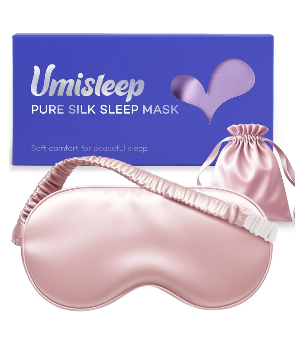 Umisleep Sleep Mask for 100% Pure Mulberry Silk, 22 Momme 6A Soft Eye Masks for Sleep, Adjustable Sleep Masks for Women Men, Light Blocking Sleeping Mask, Silk Eye Mask for Sleeping, Blindfold, Pink