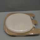 Mayfair Padded Toilet Seat, Cushioned Soft Vinyl over Wood Core Seat, Secure Hinges, Easy Clean, Made in USA, Round, Bone