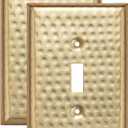Monarch Abode Single Toggle Light Switch Cover Plate  1-Gang Brushed Gold Outlet Covers, Hand Hammered Decorative Outlet Cover Wall Plates, Light Switch Plate Covers for Electric Outlets, Pack of 2