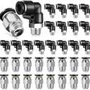 Pneumatic Elbow Straight Combination Push to Connect Tube Fittings Male Thread Straight Push Quick Release Connectors Air Tool Connectors Connect Fittings (30 Pcs, 1/4 Inch OD x 1/8 Inch NPT)