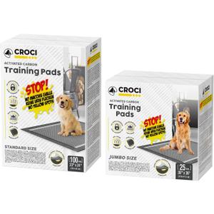 CROCI Charcoal Puppy Pads 23x24in 100 Counts, 36x36in 25 Counts