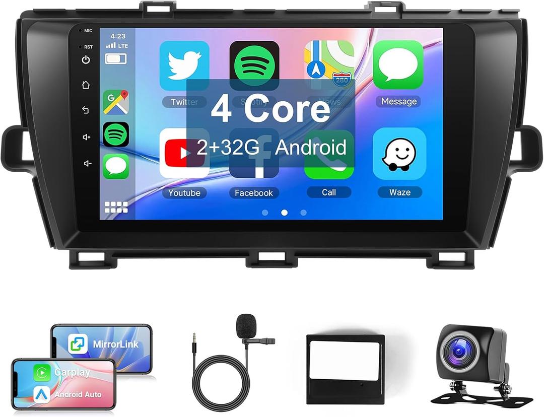 Leadfan Android Car Radio for Toyota Prius 2010-2015 Stereo Upgrade Compatiable with JBL Apple CarPlay Android Auto, 9 Inch Touch Screen with Bluetooth/GPS/WiFi/MIC/SWC/FM/MirrorLink/Backup Camera