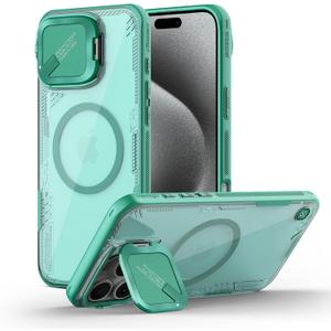 Nillkin Magnetic for iPhone 16 Pro Case Clear, Compatible with Magsafe, Never Yellow & Biodegradable Material, Translucent Case with Invisible Kickstand & Camera Cover for 16 Pro 6.3", Green