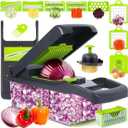 16-in-1 Vegetable Chopper with Container, 8-Blade Food Chopper, Onion Chopper, Veggie Cutter & Mandoline Slicer, BPA-Free Kitchen Gadget