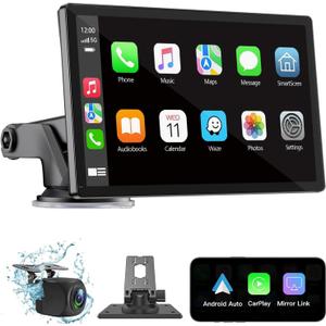 VUKARUAL Wireless Carplay and Android Auto Screen for Car, 7" HD Portable Touch Screen Car Stereo with Bluetooth, Backup Camera, Navigation, Mirror Link for All Vehicles